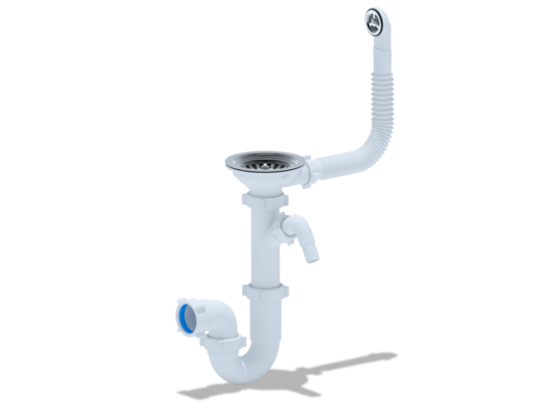 Сифон АНИ 3 1/2"*40 прямоточный с отводом для стир. машины, с круглым гибким переливом