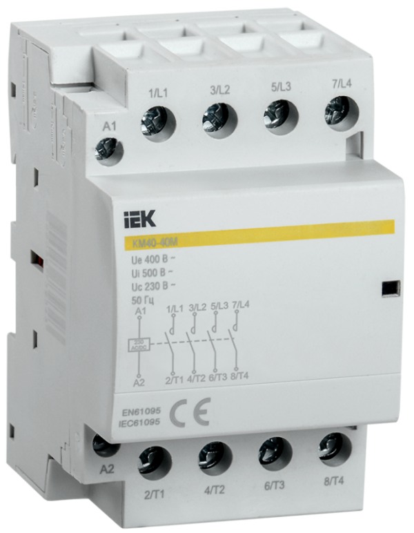 Контактор модульный КМ40-40М AC/DC IEK (упак.60/4)