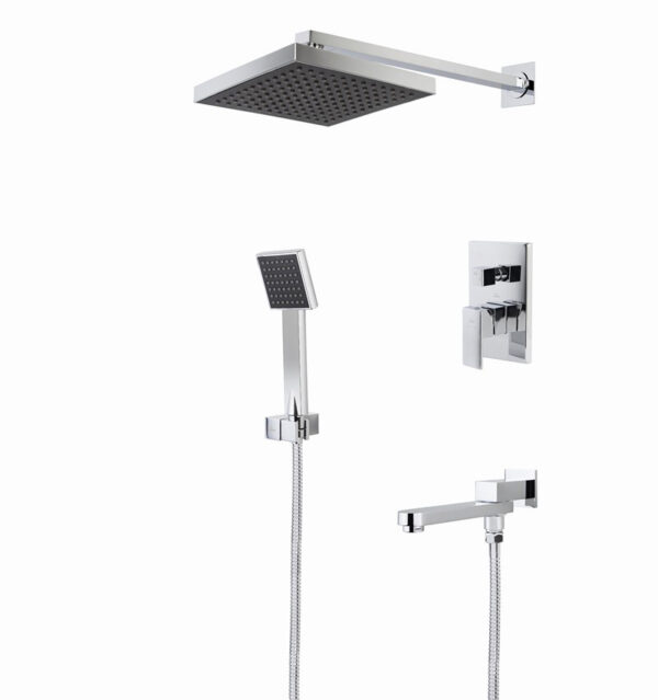 Смеситель KAISER Sonat Душевая система с изливом скрытого монтажа (стац. лейка 200х200) /Хром