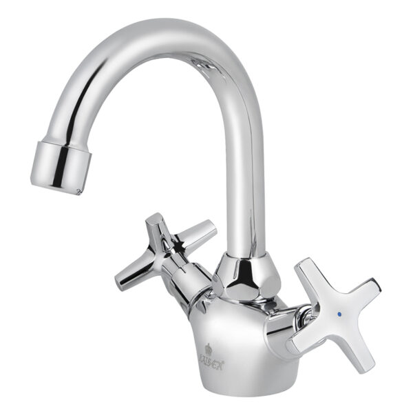 Смеситель KAISER Crystal для раковины крест керамика U-излив