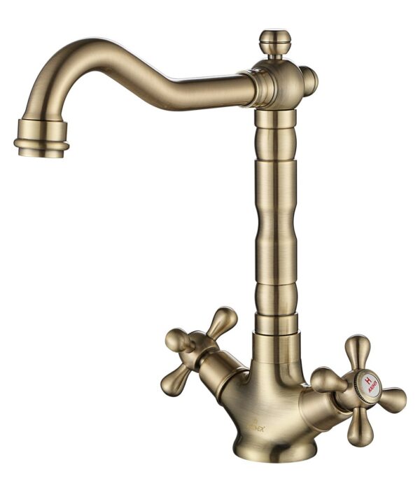 Смеситель KAISER Carlson Style кухня крест керамика бронза