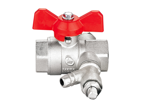 Кран шаровый 1" в/в с дренажем и воздухоотводчиком бабочка Double-Lin (6/36)