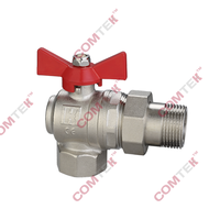 Кран шаровый 1" н/в бабочка угловой с полуконусом Comtek (10) ХХ