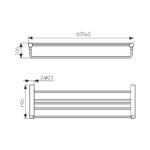 Полка для полотенец с держателем KAISER Vita 600х190х106мм /Нержавейка/Чёрный матовый