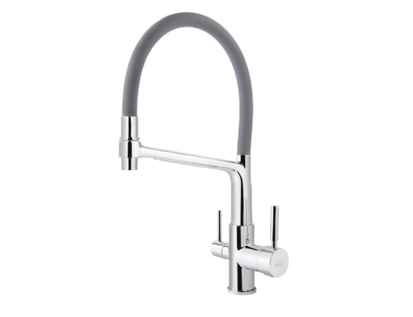 Смеситель VIKO кухня боковой под фильтр Ø35 с гибким серым изливом, корпус: хром (латунь)