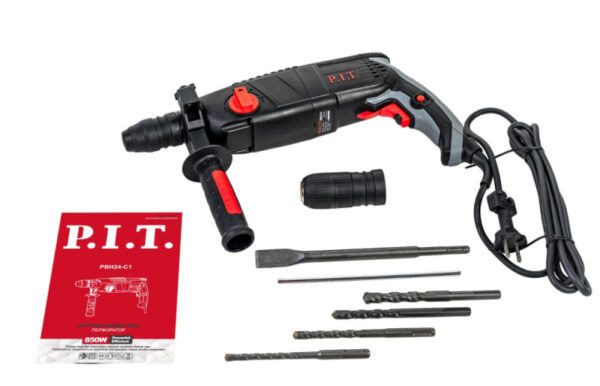 Перфоратор PIT PBH24-C1 850Вт, 2,8Дж.,3 реж, SDS+ 0-1100об/мин +быстросъемный патрон