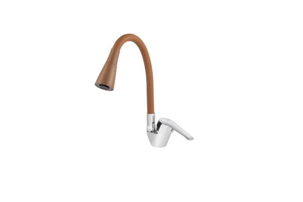 Смеситель VIKO кухня боковой Ø40 с гайкой коричневым гибким изливом (2-jet)