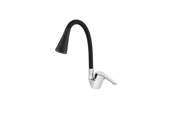 Смеситель VIKO кухня боковой Ø40 с гайкой черным гибким изливом (2-jet)