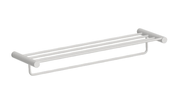 Полка для полотенец с держателем KAISER Vita 600х190х106мм /Нержавейка/Белый матовый