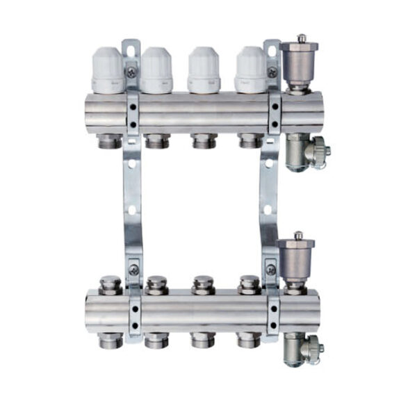 Коллекторная группа с воздухоотводчиком TIM 1", 5 хода, латунь