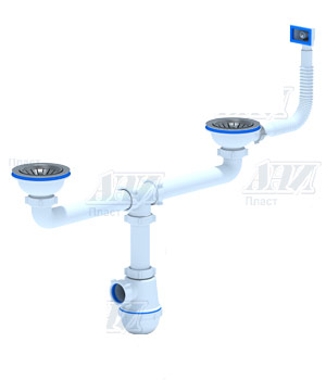 Сифон Ани Грот 3-1/2" х 40 двойной, с прямоуг. верт. перел. мойки