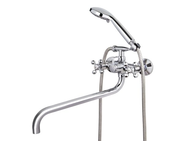 Смеситель VIKO ванна крест керамика (карт/переключатель) 3-jet, круглый излив LUX-35см