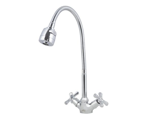 Смеситель VIKO кухня крест керамика с гибким изливом, с гайкой