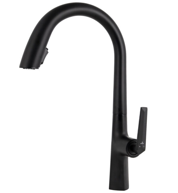 Смеситель KAISER Strike кухня Ø35 с выдвижным изливом, черный матовый