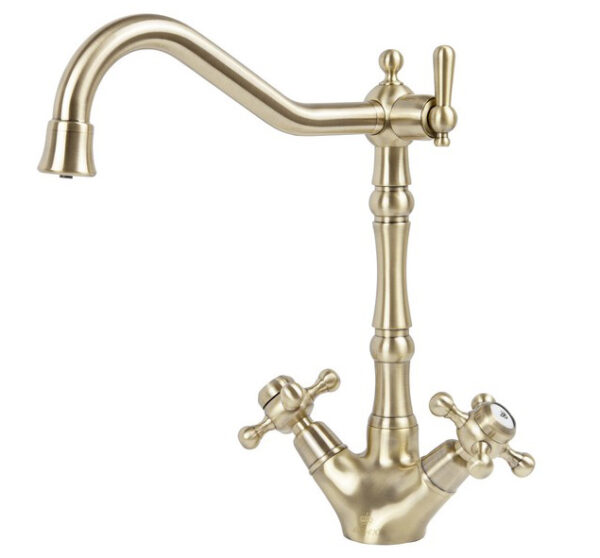 Смеситель KAISER Carlson Style кухня крест керамика под фильтр(бронза)