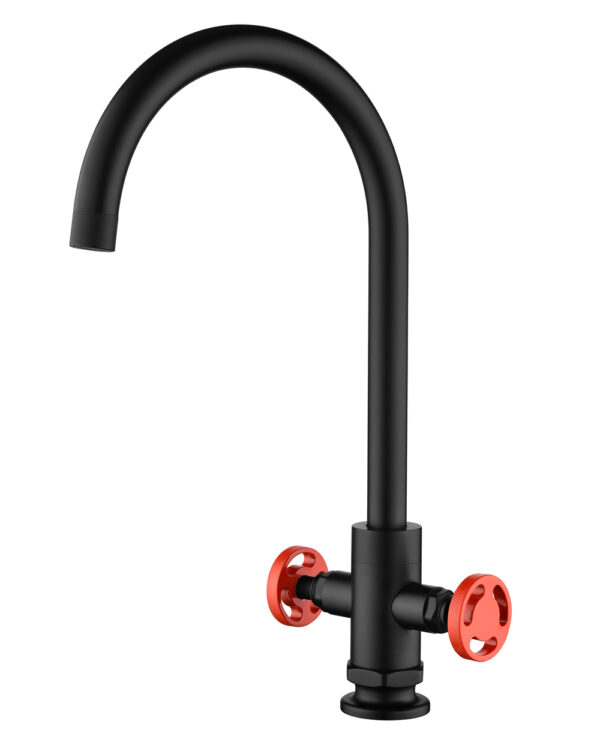 Смеситель KAISER Topaz кухня круг 2-х вентильный "U"- излив, черный матовый