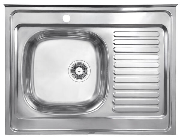 Мойка из нержавейки "KAISER" накладная 800x600*0.8mm хром левая/сифон