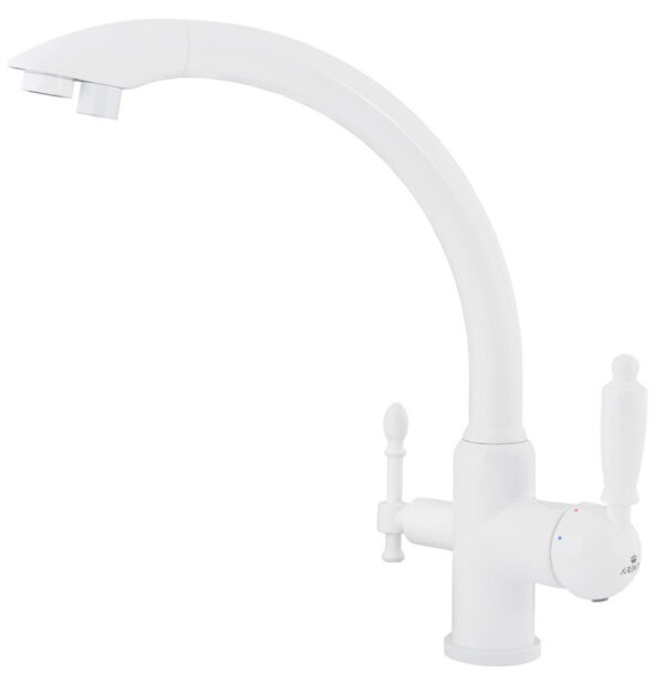 Смеситель KAISER Vincent кухня Ø35, однорукий, боковой под фильтр белый-глянец