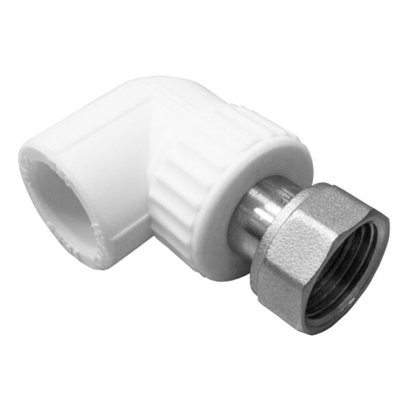Угол полипропиленовый с накидной гайкой 20х3/4 90гр.
