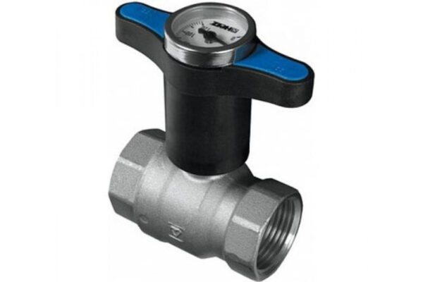 Кран шаровой MODUL ВР-ВР 3/4, рукоятка пласт. с терм. синяя, PN 25, ник