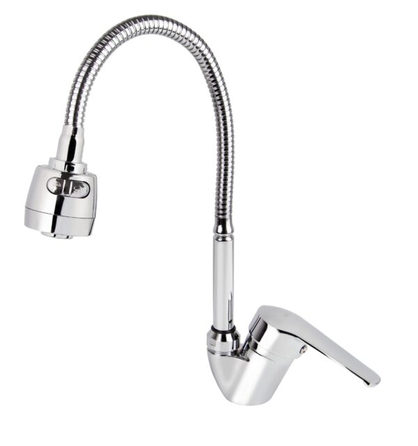 Смеситель VIKO кухня боковой МОНО(на одну воду) Ø40 с гибким изливом и гайкой, хром