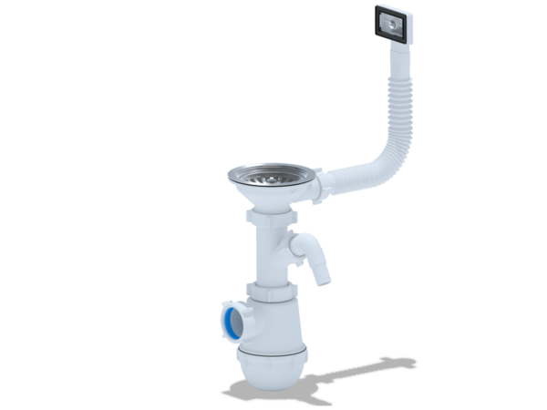 Сифон АНИ Грот 3 1/2"*40 с отводом для стиральной машины, с гибким переливом