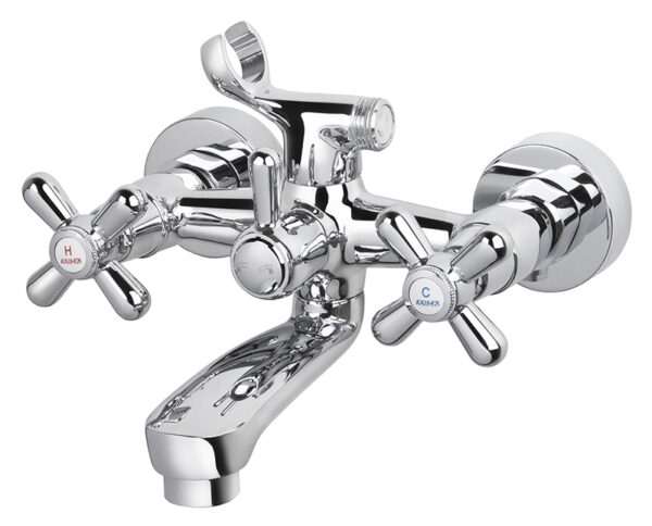 Смеситель KAISER Carlson для ванны к/н крест керамика с душем
