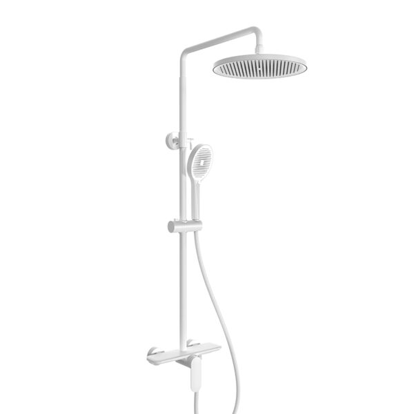 Душевая система для душ/кабины KAISER Arena с аэратором (3-jet/стац. лейка Ø260mm) /Латунь/Белый матовый