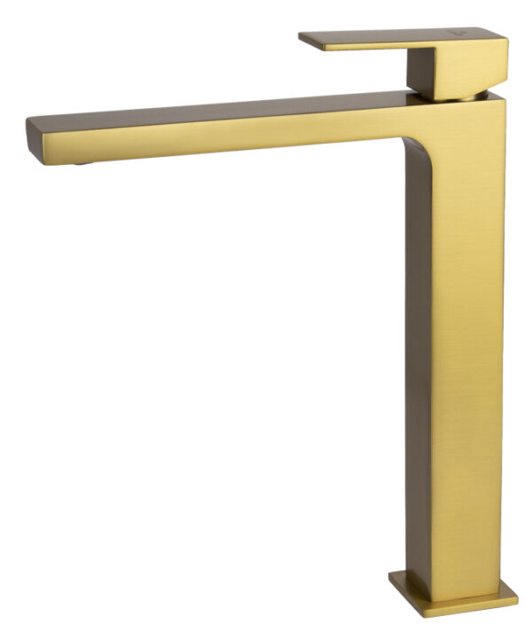 Смеситель KAISER Cube для раковины Ø25 /Латунь /Шлифованное золото