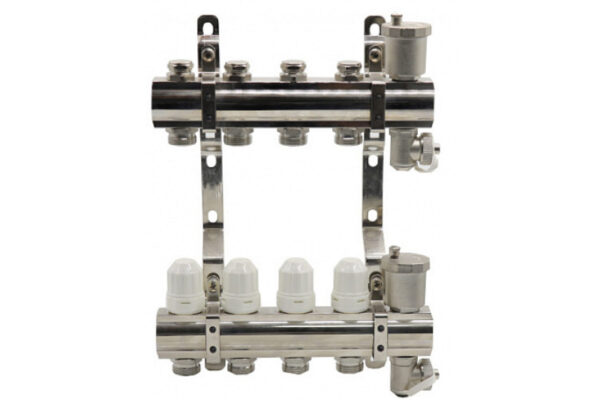 Блок коллекторный с настроечными клапанами 1 "хЗ/4"х 7 (автомат.воздухоотводчик,слив.кран) "EURO"