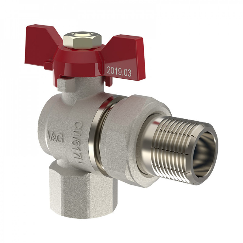 Кран шаровый 1/2" в/н американка угловой бабочка Ру-40 "Valogin" (15)