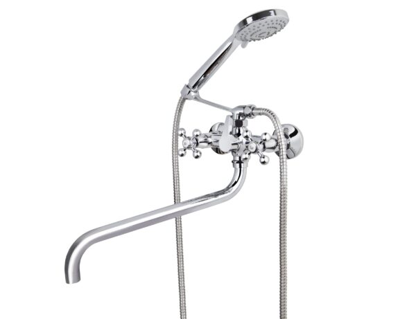 Смеситель VIKO ванна крест керамика шар/переключатель) 3-jet, с огр. круглый излив LUX-35см