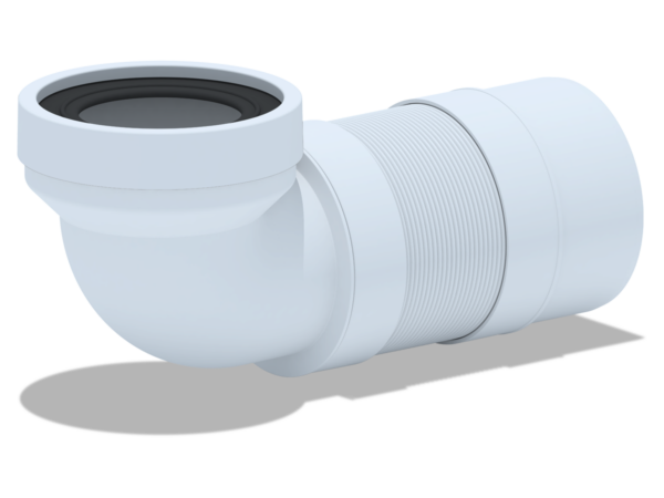 Гибкий удлинитель унитаза АНИ угол 90гр.,корот., вып. 110 мм