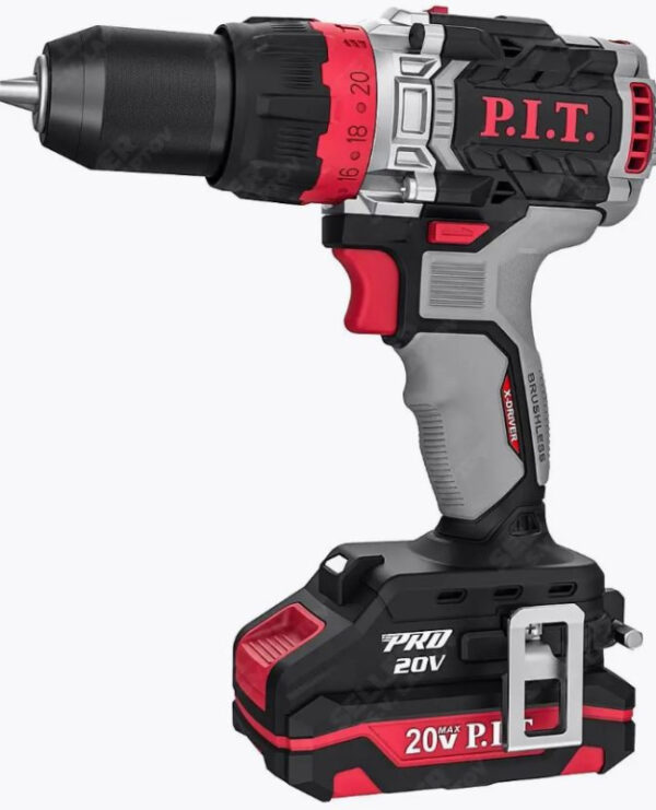 Дрель-шуруповерт PIT PSB20H-13C/2 X-DRIVER акк. 20В, 2*4Ач ударный Li-ion,110Hm.бесщёт ЗУ кейс