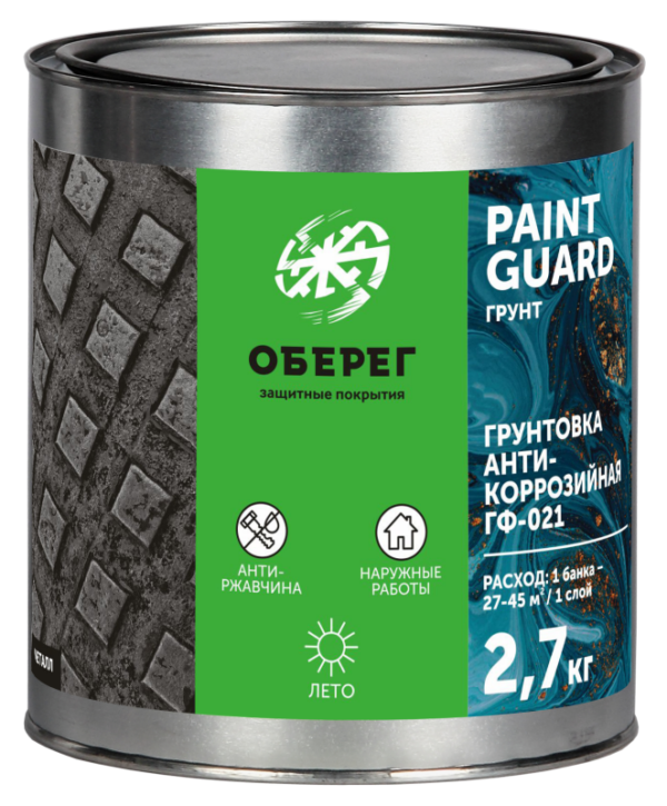 Грунтовка ГФ-021 PaintGuard серая 2,7 кг