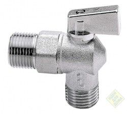 Кран шаровой угловой 1/2" н/н с удлиненной резьбой хром "Aqualink"