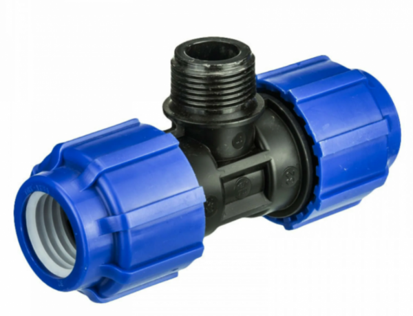 Тройник компрессионный с наружной резьбой 40x1" ПНД (30)