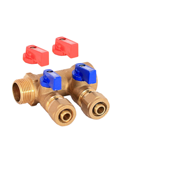 Коллектор TIM м/п 3/4" х 16 х 2 вых.универсальный (кр+син)