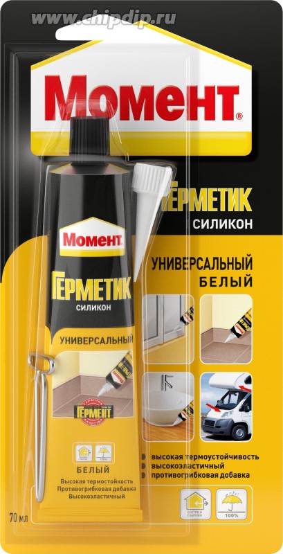 Герметик силиконовый универсальный Момент белый 70мл