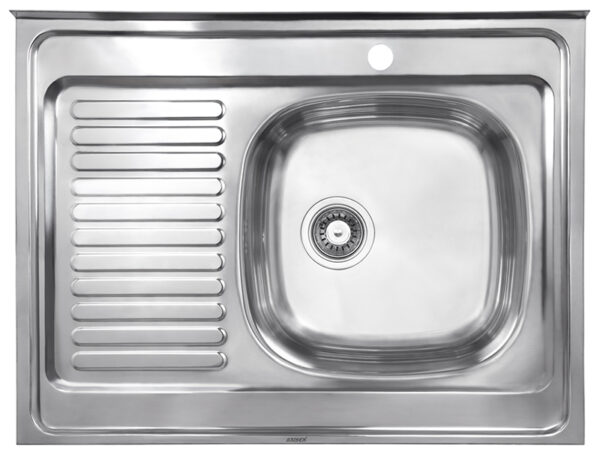 Мойка из нержавейки "KAISER" накладная 800x600*0.8mm хром правая/сифон