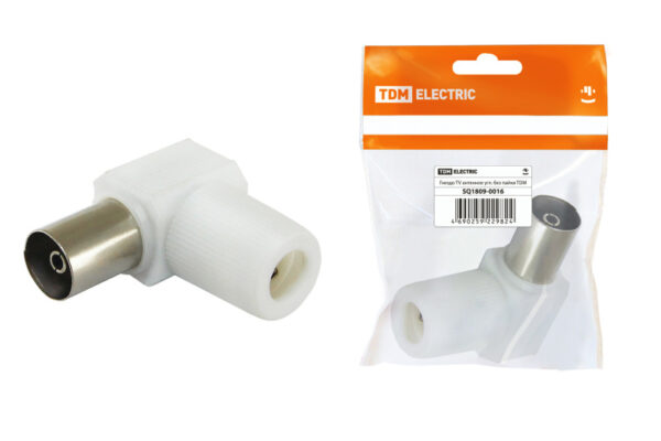 Гнездо TV антенное угловое белое без пайки (инд. уп.) SQ1809-0016