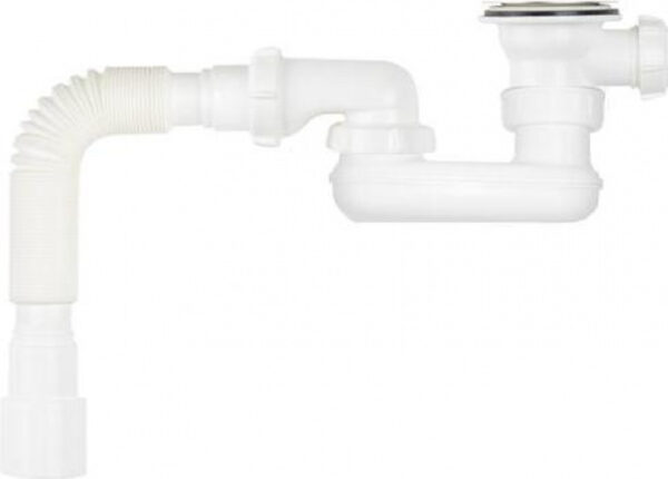 Сифон д/душ.поддона 1 1/2 х 40 мет.реш. плоский с гибкой трубой 40х40/50 (V645) "Aquant"