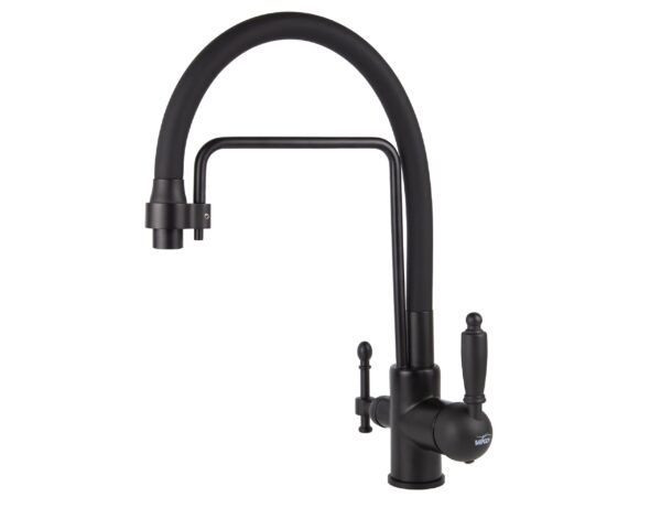 Смеситель VIKO кухня боковой под фильтр Ø35 с черным гибким изливом, латунь, черный матовый