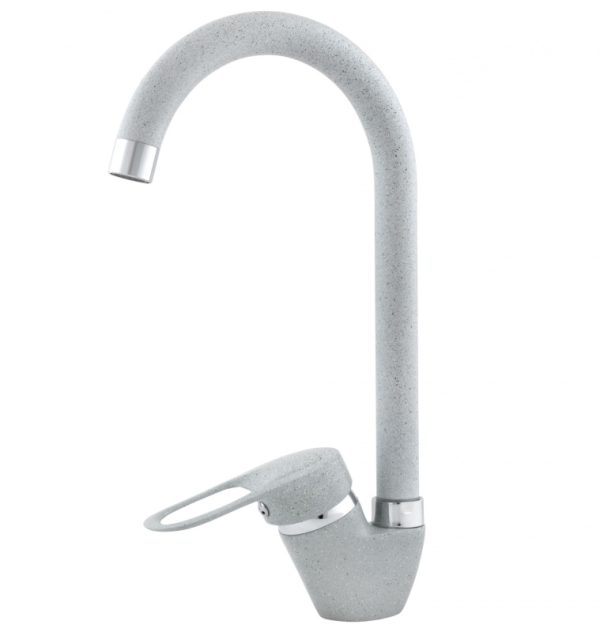 Смеситель для кухни Однорыч. высокий излив, бок.ручка, карт.40мм СЕРЫЙ (латунь) RUSANT PC-К 331-03