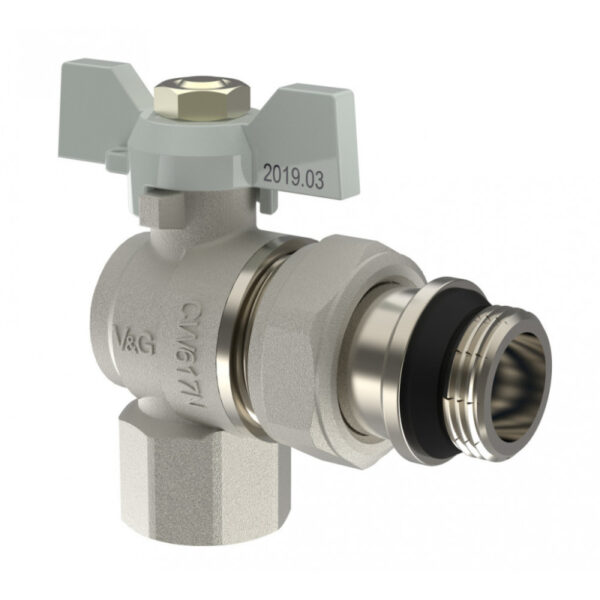 Кран шаровый 3/4" в/н американка угловой бабочка Ру-40 "Valogin" с уплотнением (12)