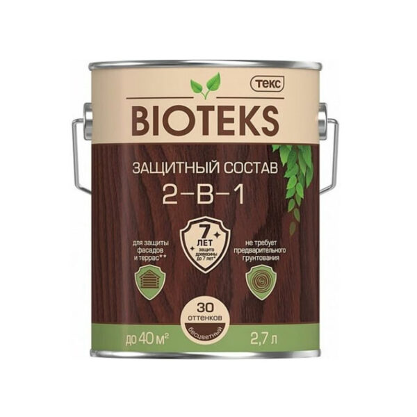 Защитный Состав 2-в-1 ТЕКС BIOTEKS Беленый Дуб 2,7 л