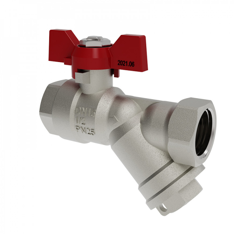 Кран шаровой с фильтром 1/2" в/в бабочка "Valogin" (30)