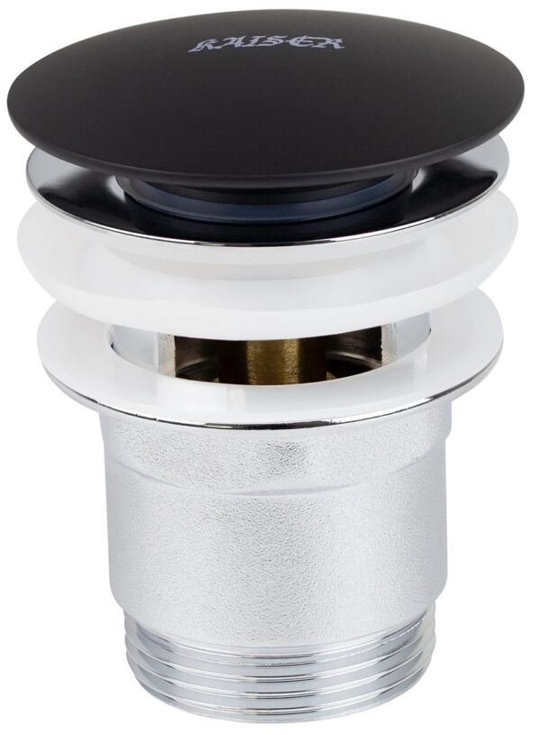 Донный клапан KAISER с переливом, автомат /Латунь /Чёрный матовый