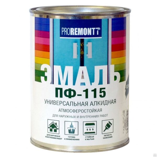 Эмаль ПФ-115 PROREMONTT черный 0,9кг Л-С