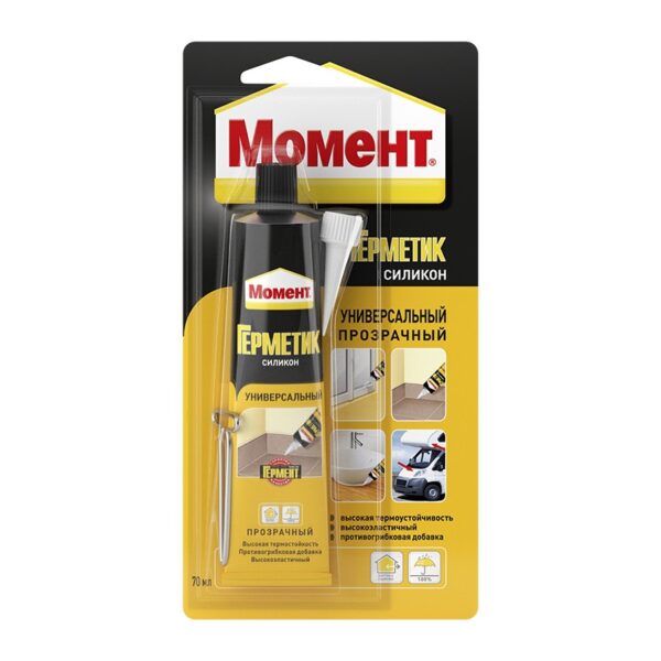 Герметик силиконовый универсальный Момент прозрачный 70мл